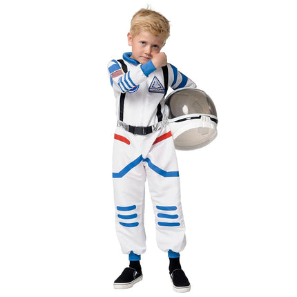Spooktacular Creations Child Halloween Astronaut Costume, Unisex Pilot Jumpsuit With Astronaut Helmet, Costumes for Kids, White, Small (5-7 yrs)