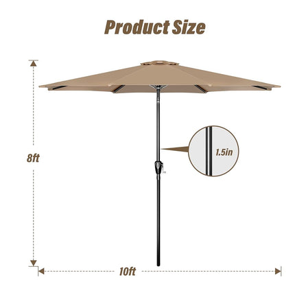 Parasol de patio Simple Deluxe de 3 m, parasol de marché extérieur avec bouton poussoir et manivelle facile, compatible avec les tables, couleur taupe