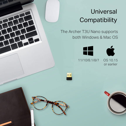 Adaptador WiFi USB Nano de TP-Link para PC (Archer T3U Nano) - Adaptador Transceptor de Red Inalámbrica de Doble Banda AC1300 2.4G/5G para PC de Escritorio, Tamaño Viaje, Compatible con Windows 11, 10, 8.1, 8, 7 / hasta Mac OS 10.15