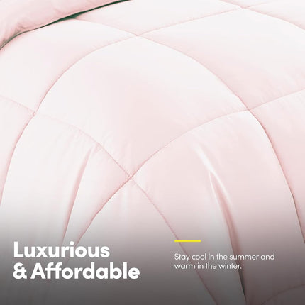 Sweet Home Collection Soft Down Alternative Blanket & Luxurious Microfiber Bed Sheets, Polyester, Pale Pink, Twin XL