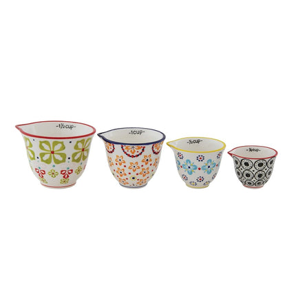 Creative Co-Op Floral Hand Stamped Stoneware Measu