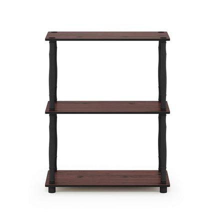Furinno TURN-N-TUBE 3-Tier Tool-Free Corner Open Shelf, Dark Cherry
