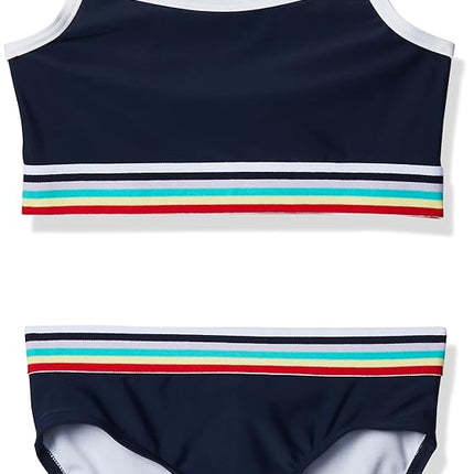 Kanu Surf Girls UPF 50+ Beach Sport Athletic Bikini Swimsuit, Tanya Navy, 14