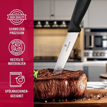 Victorinox Swiss Classic 6-Piece Steak Set (4½" Spear Point Serrated) Black, 4.25 x 0.5 x 0.5 inches, Multicolor