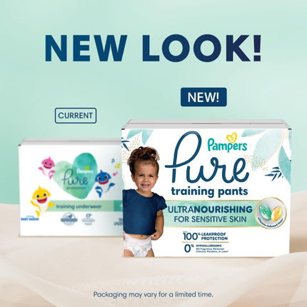 Ropa interior de entrenamiento Pampers Pure Protection, unisex, talla 2T3T, 100 unidades, prémium, hipoalergénica, suave, absorbente