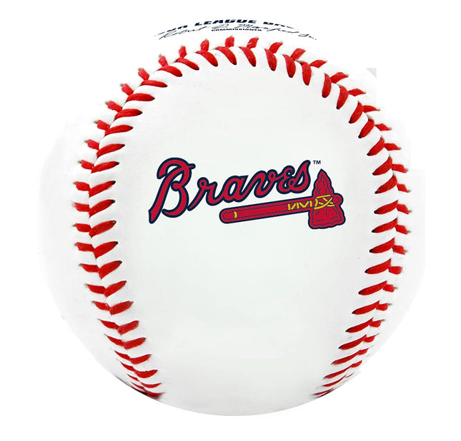 Rawlings MLB Atlanta Braves Team Logo Baseball, Official, White