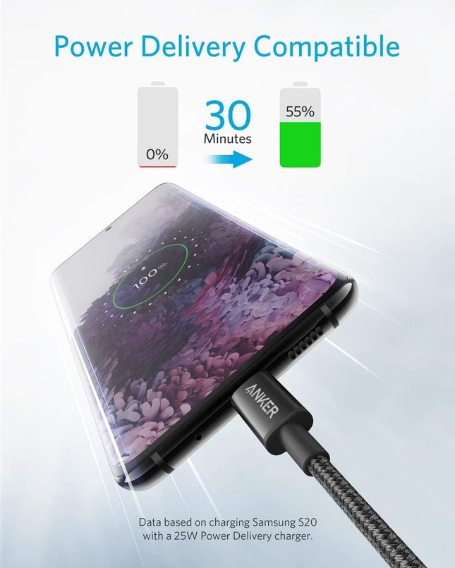 Cable Anker USB C a USB C, Cable de Carga Rápida Tipo C de 60W (1,8 m, Paquete de 5) para iPhone Serie 17, iPad mini 6 y Más (Negro)