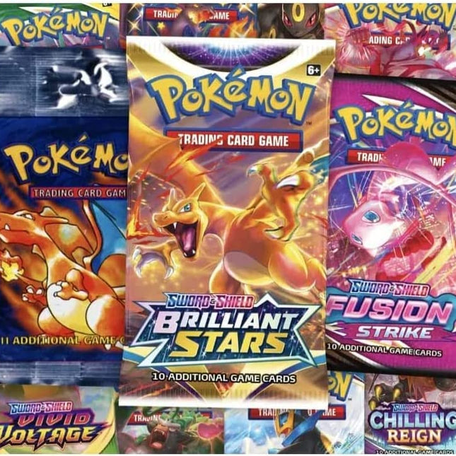 Pokemon TCG: Authentic Factory Sealed Booster Pack (Includes Mystery Card Bundle - V/VMAX 1 in 3 - Bonus Free Protective Card Holder!)