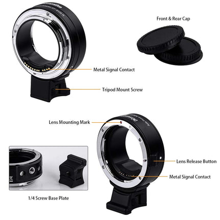 Commlite CM-EF-EOS R Electronic Auto-Focus Lens Mount Adapter-Canon EF/EF-S Lens to Canon EOS R RF-Mount Full-frame Camera Body Adapter