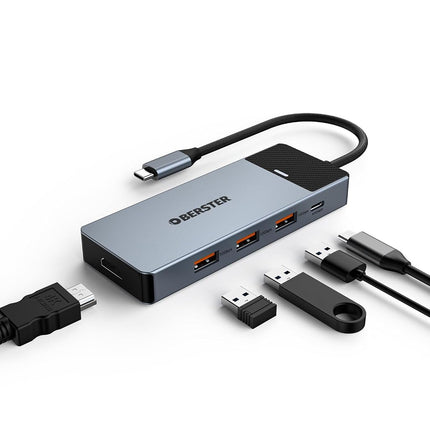 Hub C USB, OBERSTER 5 in 1 USB C Hub with 4K HDMI Output, 3 USB 3.2 with Transfer speeds up to 10Gbps, 100W PD, Adapter USB C for Mac Pro/Air Dell and Other Type C Device