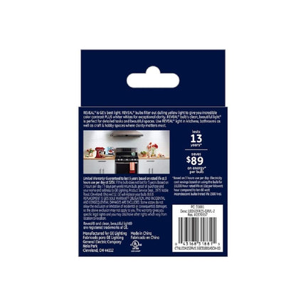 GE Reveal LED Light Bulbs, 60 Watt, A15 Ceiling Fan Bulbs, Medium Base (2 Pack)