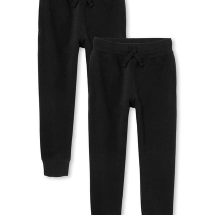 The Children's Place Boys Active Fleece Jogger Sweatpants, paquete de 2, negro, talla M