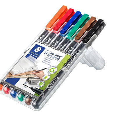 Staedtler 317 WP6 Lumocolor Universal Permanent Medium Pens - Assorted Colours