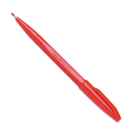 Pentel Sign Pen Fiber-Tipped Pen, Red Ink, Box of 12 (S520-B)