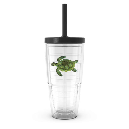 Tervis Collection Animaux Tropicaux Fabriqué aux États-Unis Gobelet Isotherme à Double Paroi Garde les Boissons Froides et Chaudes, 700ml avec Couvercle à Paille, Tortue