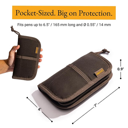 LOCHBY® Quattro | Slim and Elegant Pen Pouch, Durable Waxed Canvas, Lightly Padded for Fountain Pen and Mechanical Pencil, Compact Design Holds 4 Pens, for Everyday Carry, Travel and Creative Artists