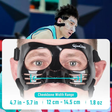 Qiancheng Nose Guard Face Shield, Protective Face Mask LX Black with Silicone Padding