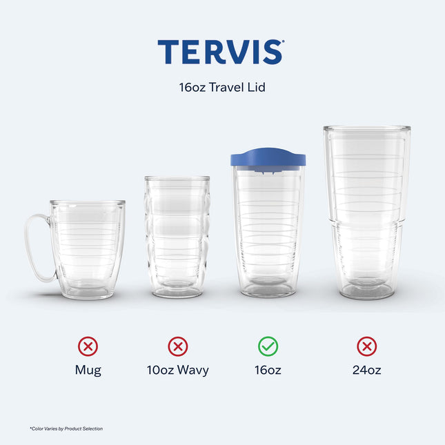 Tapa de viaje Tervis Hecho en EE. UU. Vaso de viaje con aislamiento de doble pared Mantiene las bebidas frías y calientes, Se adapta a vasos de 16 oz, Amanecer de cítricos