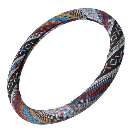 BDK Woven Boho Bohemian Hippie Saddle Blanket Style Steering Wheel Cover for Women - Universal Fit for Standard Wheel Sizes 14.5 15 15.5 inches (Woven Style - Aztec/Incan)