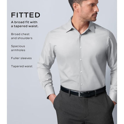 Van Heusen Men's Dress Shirt Fitted Poplin Solid, Persian Blue, 17" Neck 32"-33" Sleeve