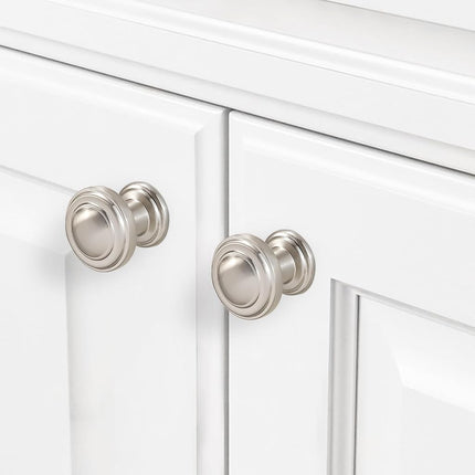 POVEFONK 10 Pack Brushed Satin Nickel Kitchen Cabinet Knobs Solid Drawer Knobs Kitchen Cabinet Hardware Zinc Alloy Handles Drawer Knobs Dresser Handles