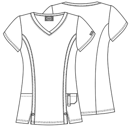 Dickies Xtreme Stretch Women Scrubs Top V-Neck 82851, Black, XS
