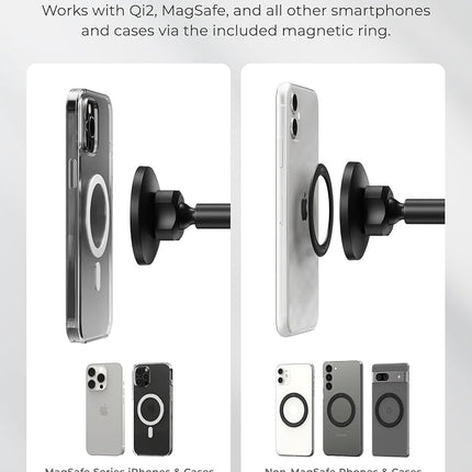 iOttie iTap 3 Magnetic Dash & Windshield Mount Car Phone Holder with Magnetic Ring Adapter. Compatible with Qi2, MagSafe, iPhone, and Android Smartphones.