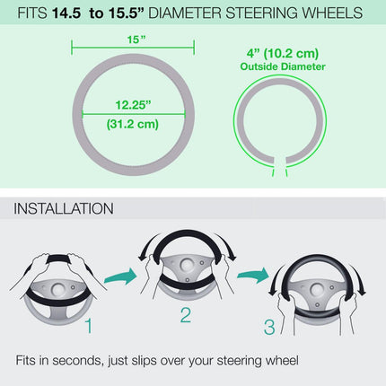 BDK Universal Fit Comfort Grip Steering Wheel Cover - (Pink Butterflies)