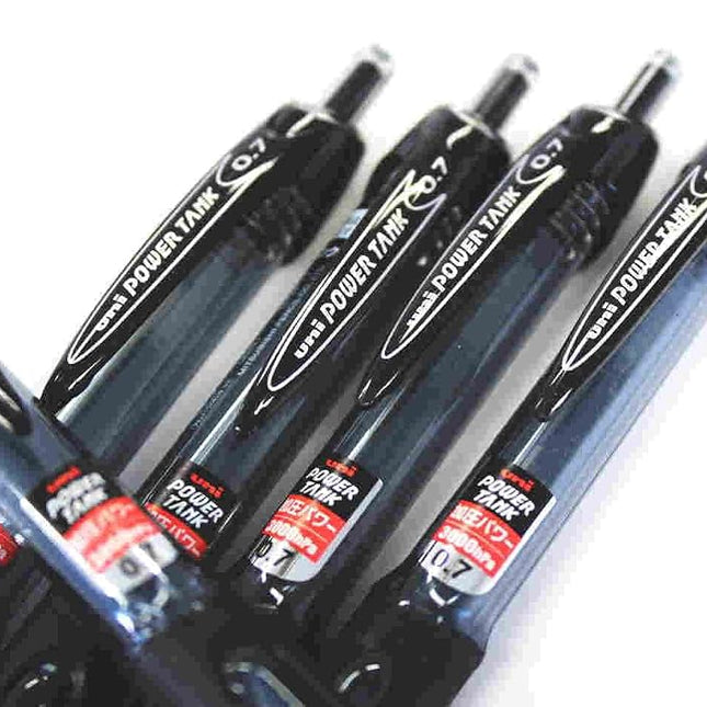 Uni-Ball Power Tank Ballpoint Retractable & Fine Ballpoint Pen Rubber Grip Type-0.7mm-Black Ink-Value Set of 5