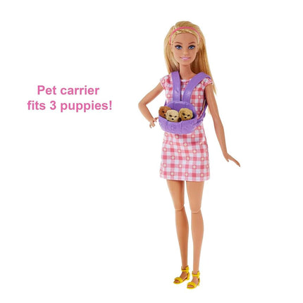 Barbie Doll & Pets Set featuring Mommy Dog and Puppies