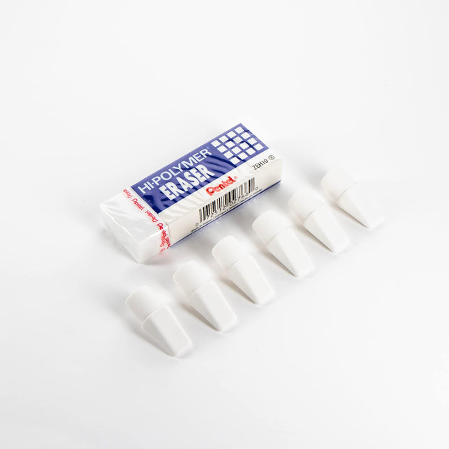 Pentel - Gomme HI-Polymer, paquet combo, 6 capuchons, 1 grande (ZEH0210BP7)