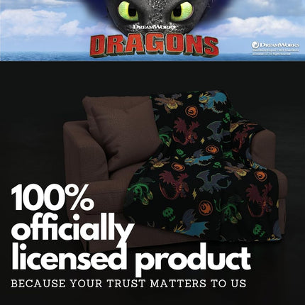 Franco How to Train Your Dragon Toothless Kids Bedding Super Soft Plush Cozy Throw, 46 in x 60 in, (Officially Licensed Product)