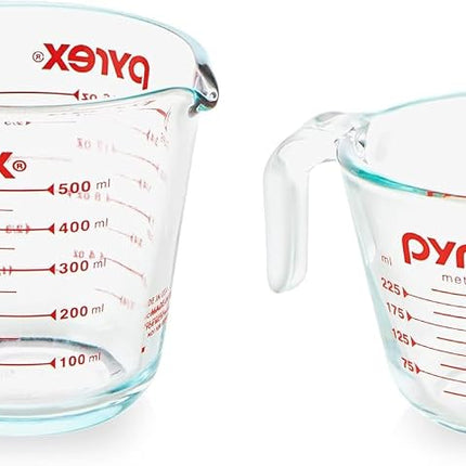 2-Piece Glass Measuring Cup Set, Includes 1-Cup, and 2-Cup Tempered Glass Liquid Measuring Cups, Dishwasher, Freezer, Microwave, and Preheated Oven Safe, Essential Kitchen Tools