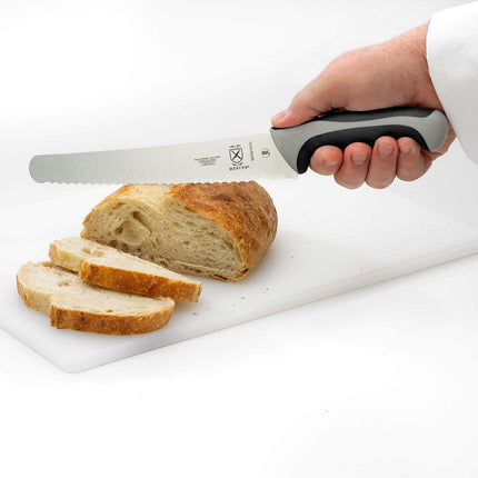 Mercer Culinary M23210GY Bread Knife, 10-Inch Wavy Edge Wide, Grey, Green