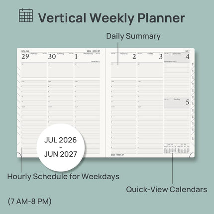 POPRUN Diary 2026 2027 Weekly Planner,2026-2027 Diary Academic Planner