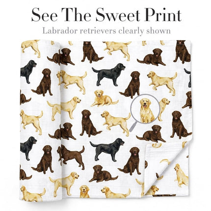 Mud Pie Labrador Retriever Print Muslin Baby Swaddle Blanket, 1 Piece