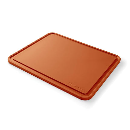 KitchenAid Classic Plastic Cutting Board with Perimeter Trench and Non Slip Edges, Dishwasher Safe, 11 x 14 inch, Scorched Orange