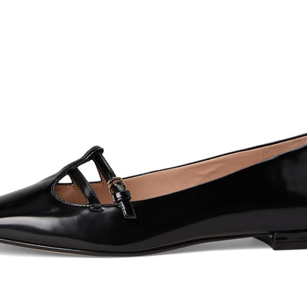 Cole Haan Ballerines Brigid T-strap pour femme, en cuir noir, taille 4,5 UK