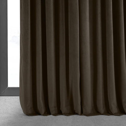 HPD Half Price Drapes Signature Velvet Thermal Blackout Curtains for Living Room 96 Inch Long (1 Panel) Rod Pocket Insulated Blackout Curtains for Bedroom Window Curtains, 100W x 96L, Java