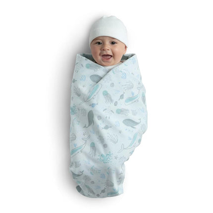 Delta Children 100% Organic Jersey Cotton Baby Receiving Blankets for Girls and Boys – 30x40 Inches - GOTS Certified (Pack of 2), Sea Life
