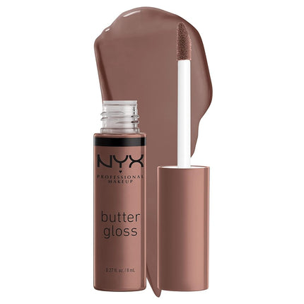 NYX PROFESSIONAL MAKEUP Brillo de Labios No Pegajoso Butter Gloss Brown Sugar - Cinnamon Roll (Marrón Grisáceo)