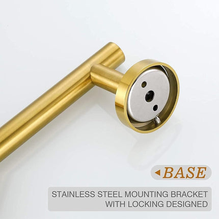 USHOWER Brushed Gold Towel Bar, 18-Inch Large Bathroom Towel Rack, SUS304 Stainless Steel, Modern Style