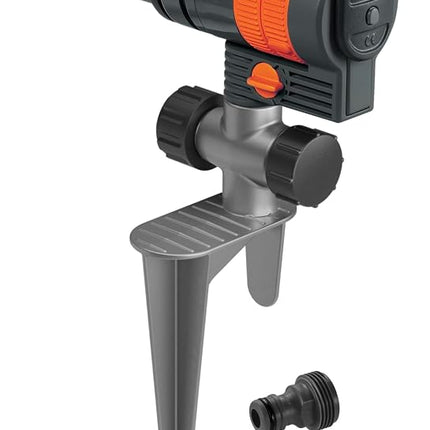 GARDENA (18709-81) Up to 2300 sq ft - ZoomMaxx Adjustable Oscillating Sprinkler on Metal Step Spike for Watering Large Area Lawn, Yard and Garden. Quick Connect Included for Ease of Connection.