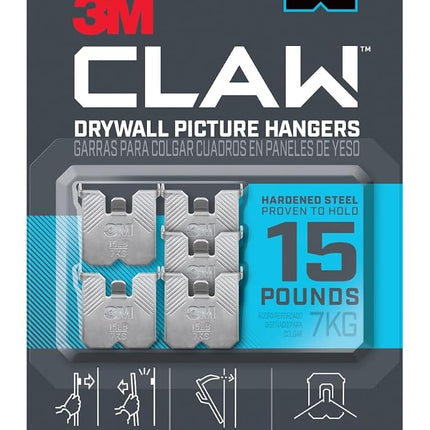 Colgador de cuadros 3M Claw de acero inoxidable para paneles de yeso con capacidad de 7 kg (paquete de 5)
