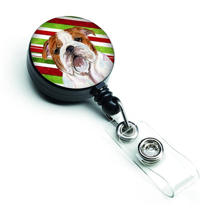 Caroline's Treasures Bulldog English Candy Cane Christmas Retractable Badge Reel, Multicolor (SS4553BR)