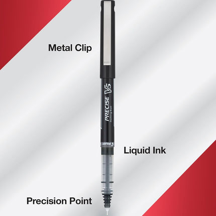 Pilot Precise V5 Stick Rolling Ball Pens, Extra Fine Point, Black Ink, Dozen Box -35334