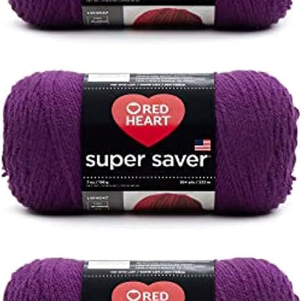 Red Heart Super Saver Pack of 3 - Dark Orchid - 7oz/198g - Acrylic - 4 Medium (Worsted) - 364 Yards - Knitting, Crocheting, Crafts & Amigurumi