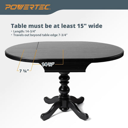 Supports de table à abattant en métal POWERTEC 4 paquets, quincaillerie coulissante pour tables de cuisine et de salle à manger pliantes, support de VR (71426-P2V)