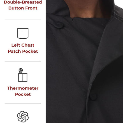 Chef Works Men's Montreal Cool Vent Chef Coat Jacket, Black, 5XL
