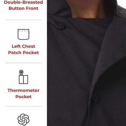 Chef Works Men's Montreal Cool Vent Chef Coat Jacket, Black, 5XL